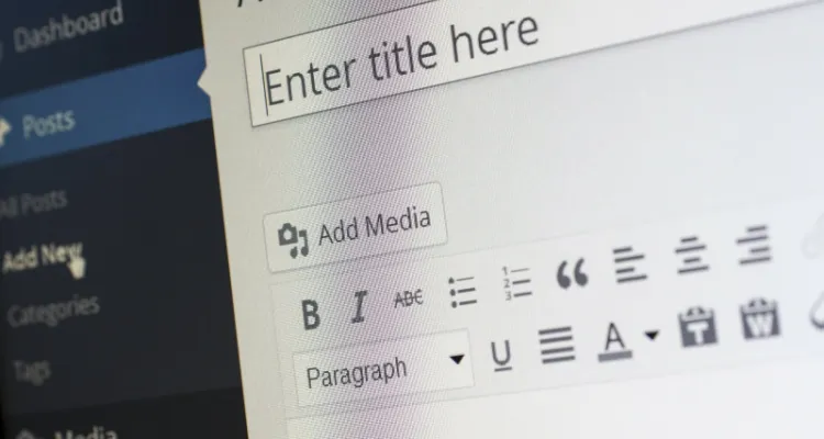 Skärmbild från Wordpress med texten "Add new post"
