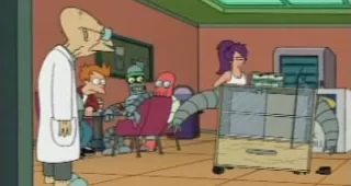 Bild från avsnittet "Less than hero" på tv-serien "Futurama"