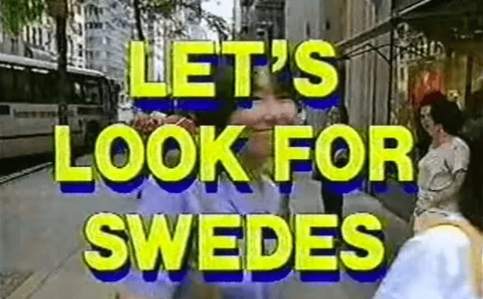 Skärmdump från Late Show med David Letterman med texten "Let's look for Swedes"