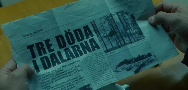 Tidningsurklipp på svenska från filmen The American