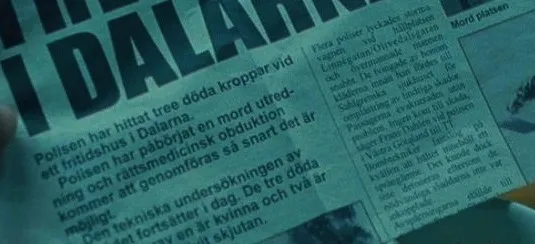 Tidningsurklipp på svenska från filmen The American